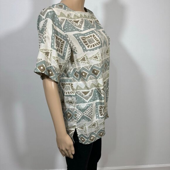 VINTAGE 80's STUNT COLLECTIONS Artsy Silk Blouse Top Women's Size M - Picture 3 of 8
